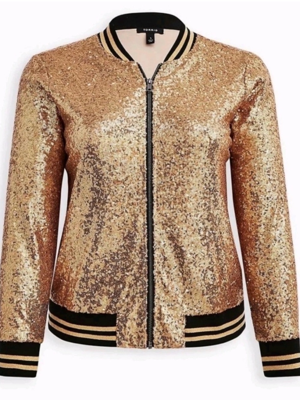 torrid Metallic Gold Sequin Bomber Jacket